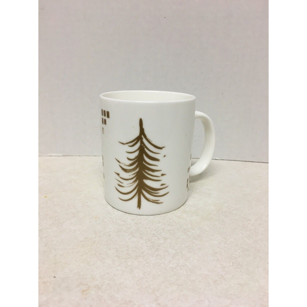 Starbucks Gold Tone  Christmas Tree Coffee Tea  Holiday 2014 Collectable Mug